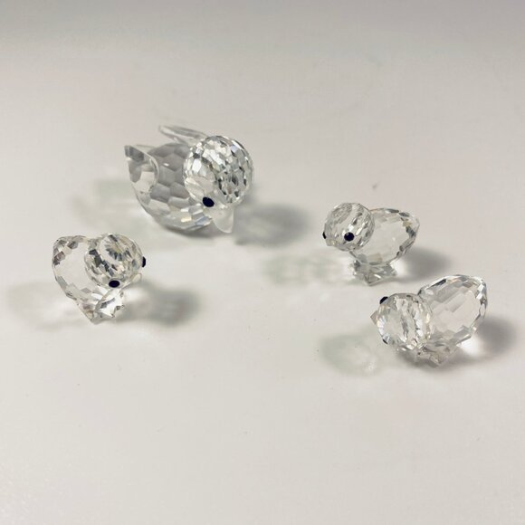 Set of 4 Swarovski crystal mother duck and three ducklings figurines-No Box - Picture 5 of 8